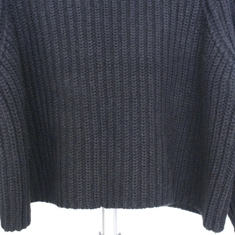 Zara‎ Black Rib Knit V-Neck Oversize Crop Sweater Sz M - Picture 8 of 10